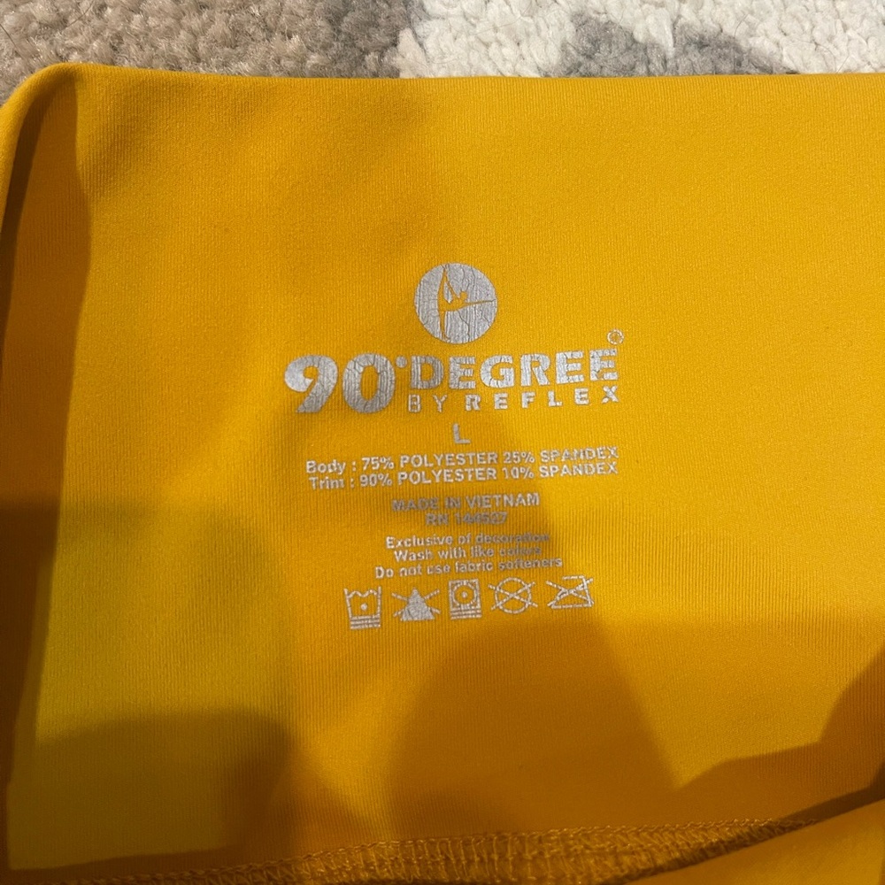 90 Degree By Reflex Mustard Yellow High-Waist Leggings - Picture 2 of 2